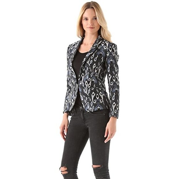 RAG & BONE Silver Ikat Brocade Jacquard Blazer Tuxedo Jacket sz 0 Women's Tux - Picture 14 of 14